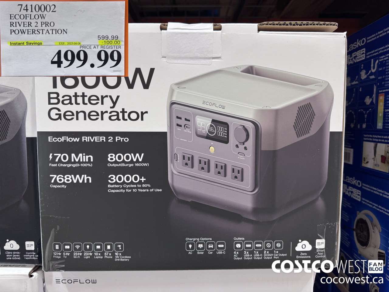 7410002 ECOFLOW RIVER 2 PRO POWERSTATION ($100.00 INSTANT SAVINGS EXPIRES ON 2025-04-06) $499.99