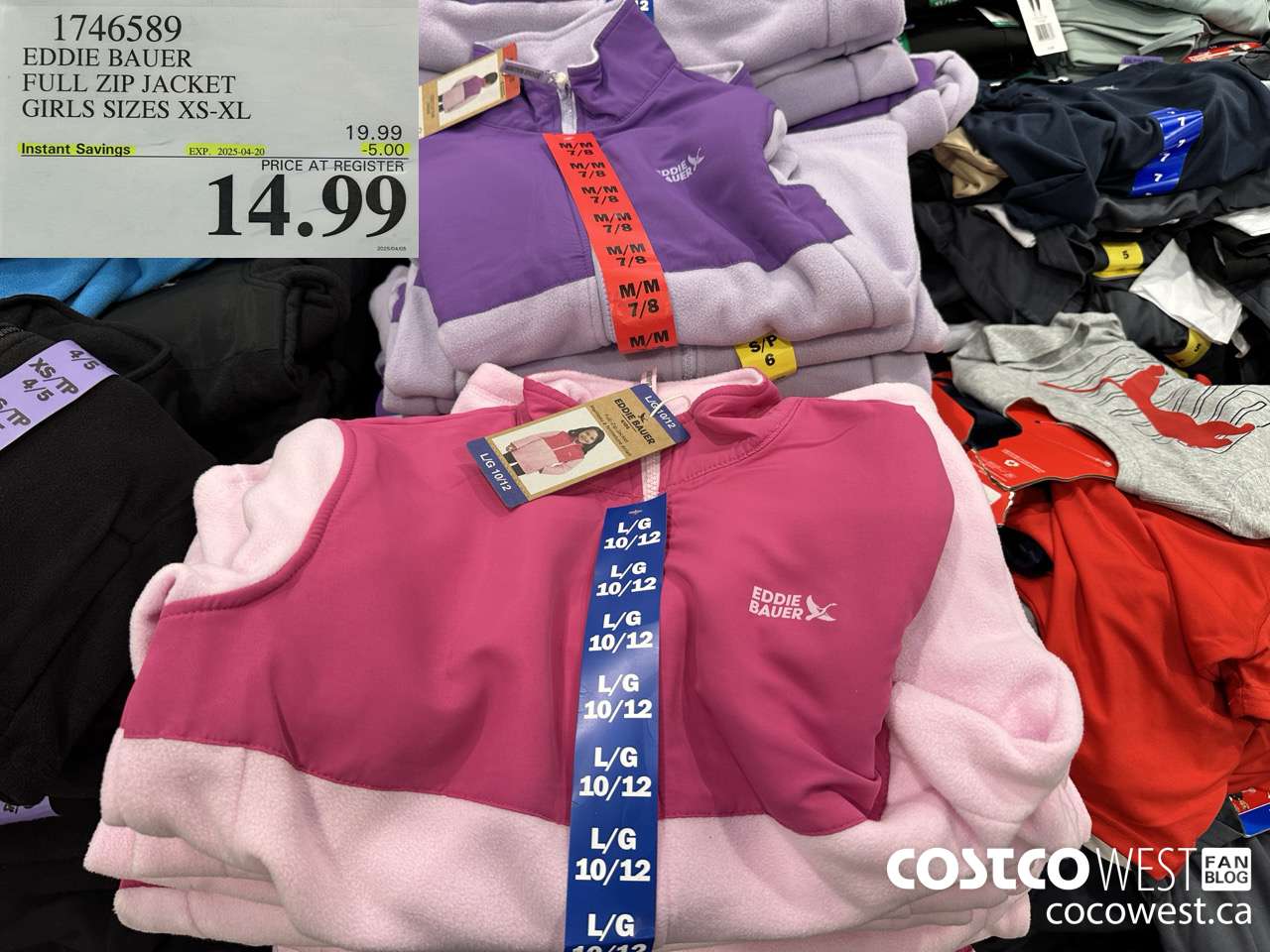 1746589 EDDIE BAUER FULL ZIP JACKET GIRLS SIZES XS-XL  ($5.00 INSTANT SAVINGS EXPIRES ON 2025-04-20) $14.99