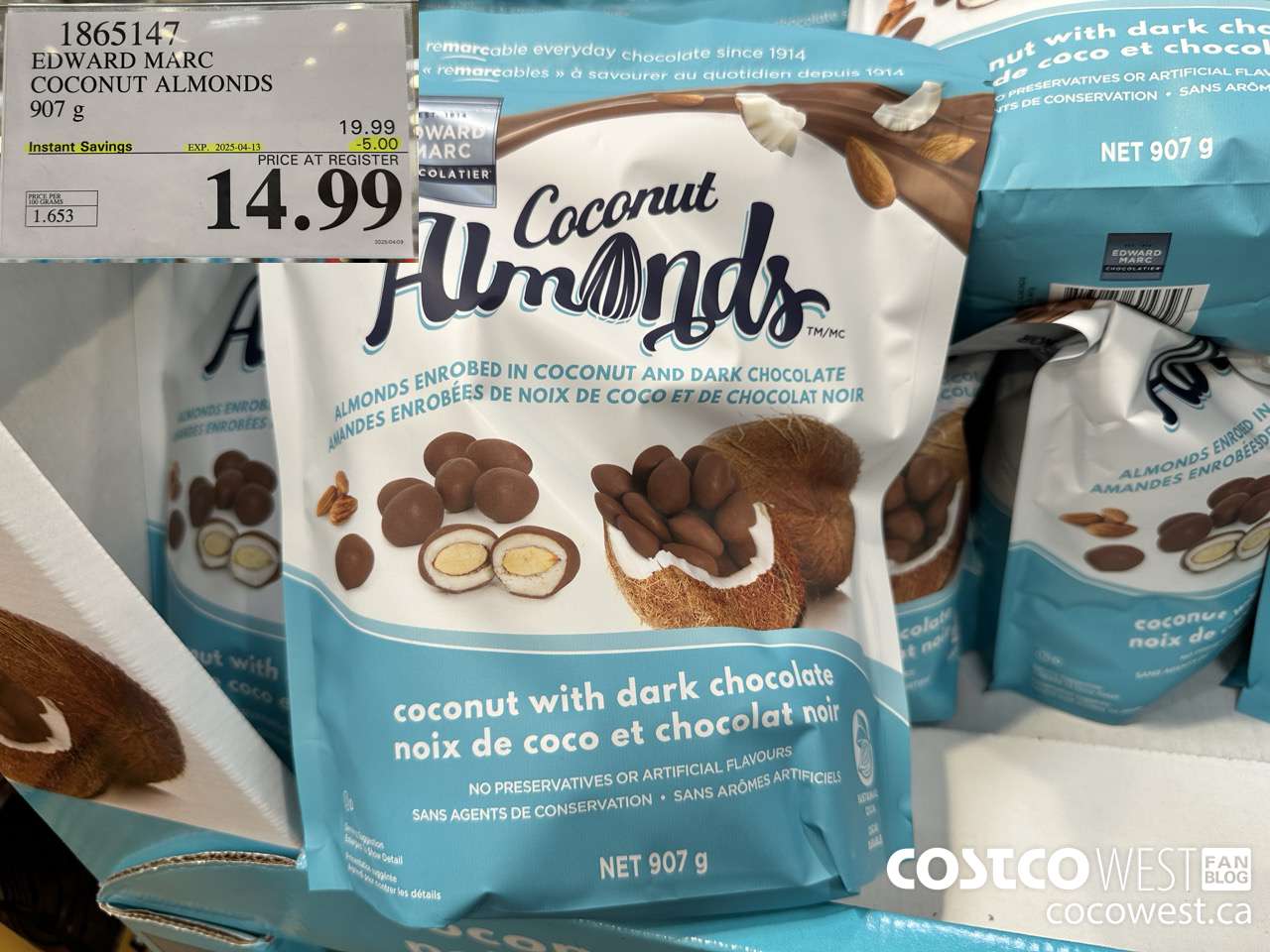 1865147 EDWARD MARC COCONUT ALMONDS 907G ($5.00 INSTANT SAVINGS EXPIRES ON 2025-04-13) $14.99