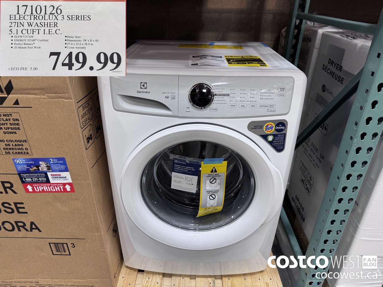 1710126 ELECTROLUX ELFW7337AW 5.1 CU FT WASHER $749.99