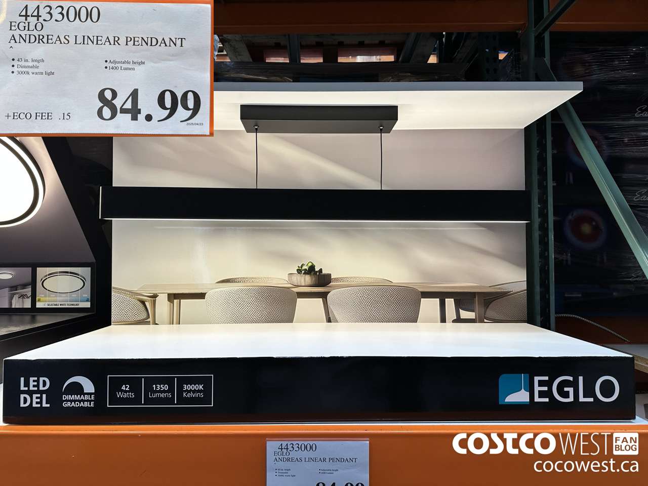 4433000 ELGO ANDREAS LINEAR PENDANT $84.99