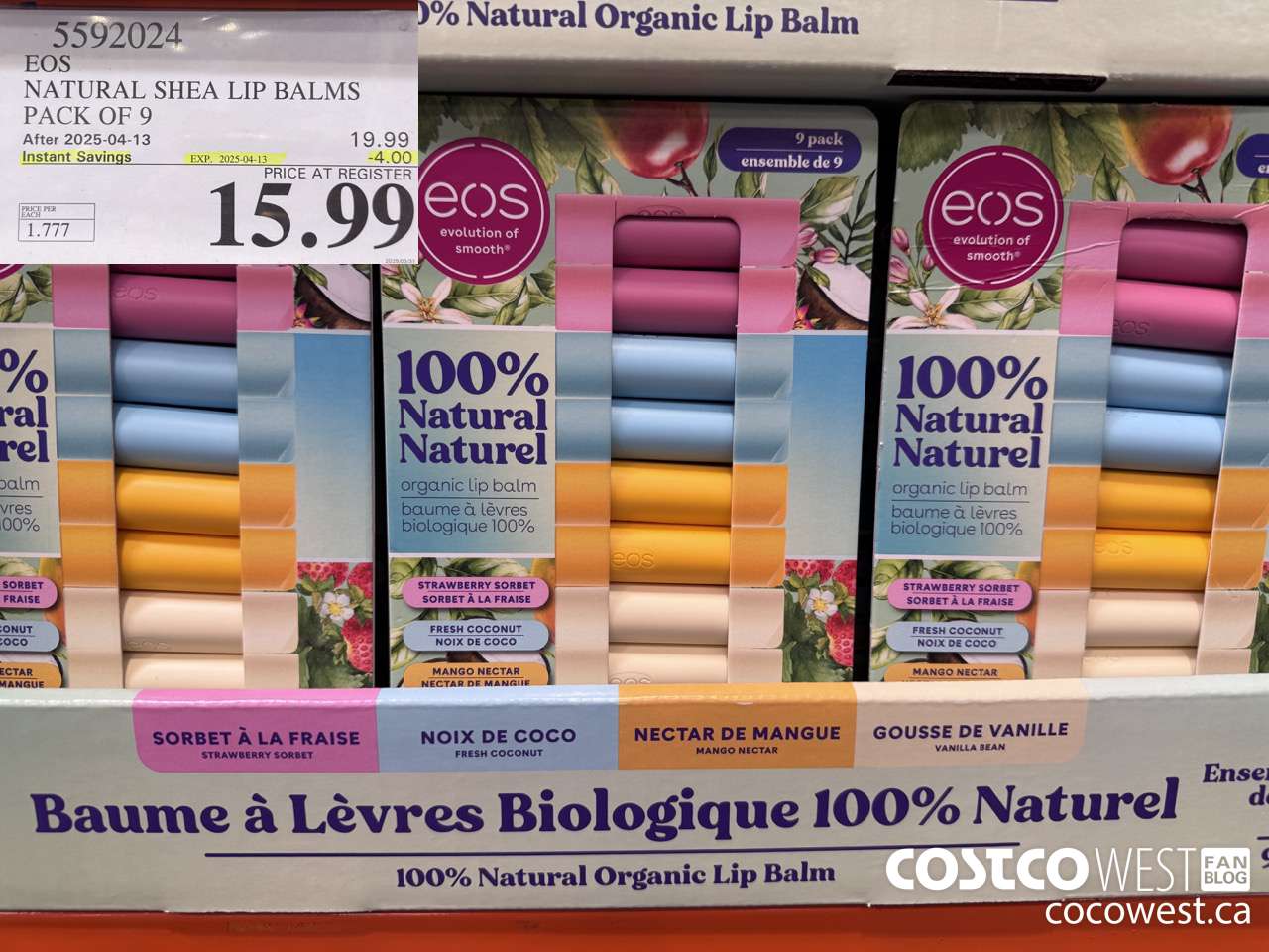 5592024 EOS NATURAL SHEA LIP BALMS PACK OF 9 ($4.00 INSTANT SAVINGS EXPIRES ON 2025-04-13) $15.99