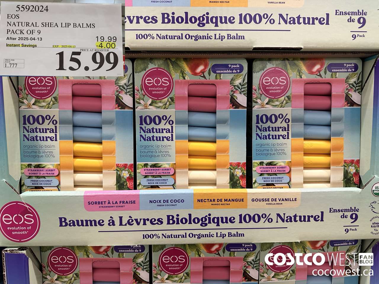 5592024 EOS NATURAL SHEA LIP BALMS PACK OF 9 ($4.00 INSTANT SAVINGS EXPIRES ON 2025-04-13) $15.99