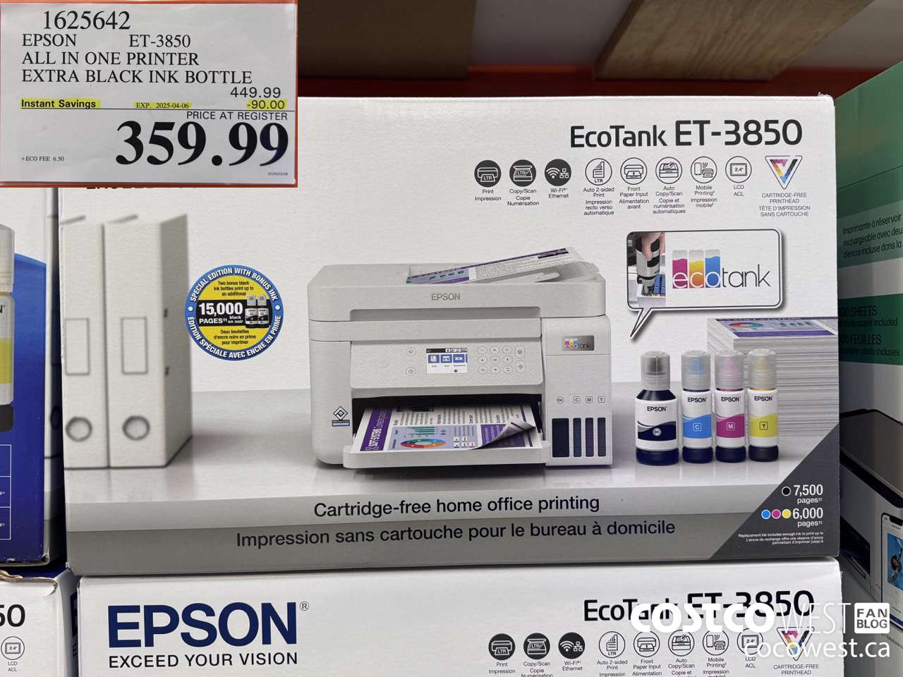 1625642 EPSON ET-3850 ALL IN ONE PRINTER ($90.00 INSTANT SAVINGS EXPIRES ON 2025-04-06) $359.99
