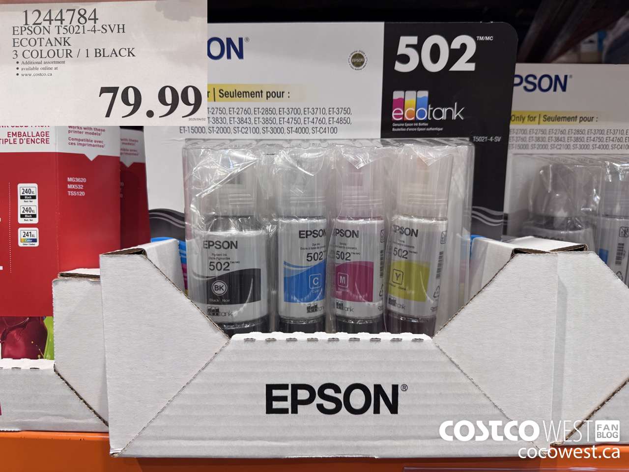1244784 EPSON T5021-4-SVH ECOTANK 3 COLOUR, 1 BLACK $79.99