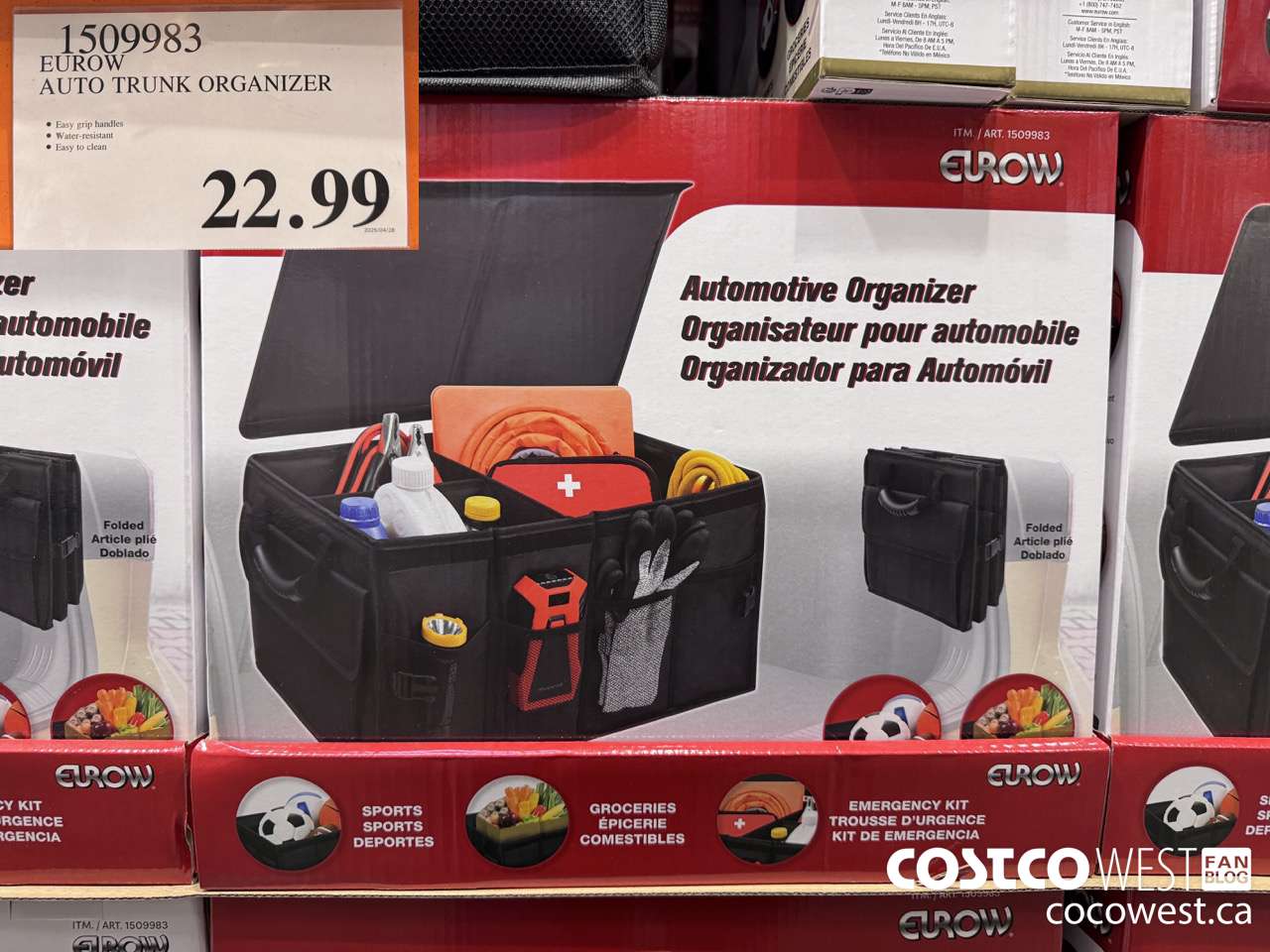 1509983 EUROW AUTO TRUNK ORGANIZER $22.99