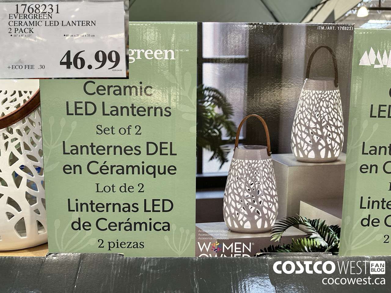 1768231 EVERGREEN CERAMIC LED LANTERN 2 PACK $46.99