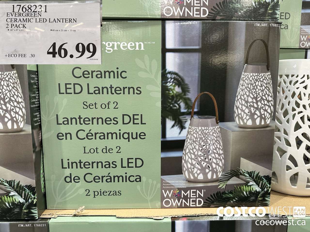 1768231 EVERGREEN CERAMIC LED LANTERN 2 PACK $46.99