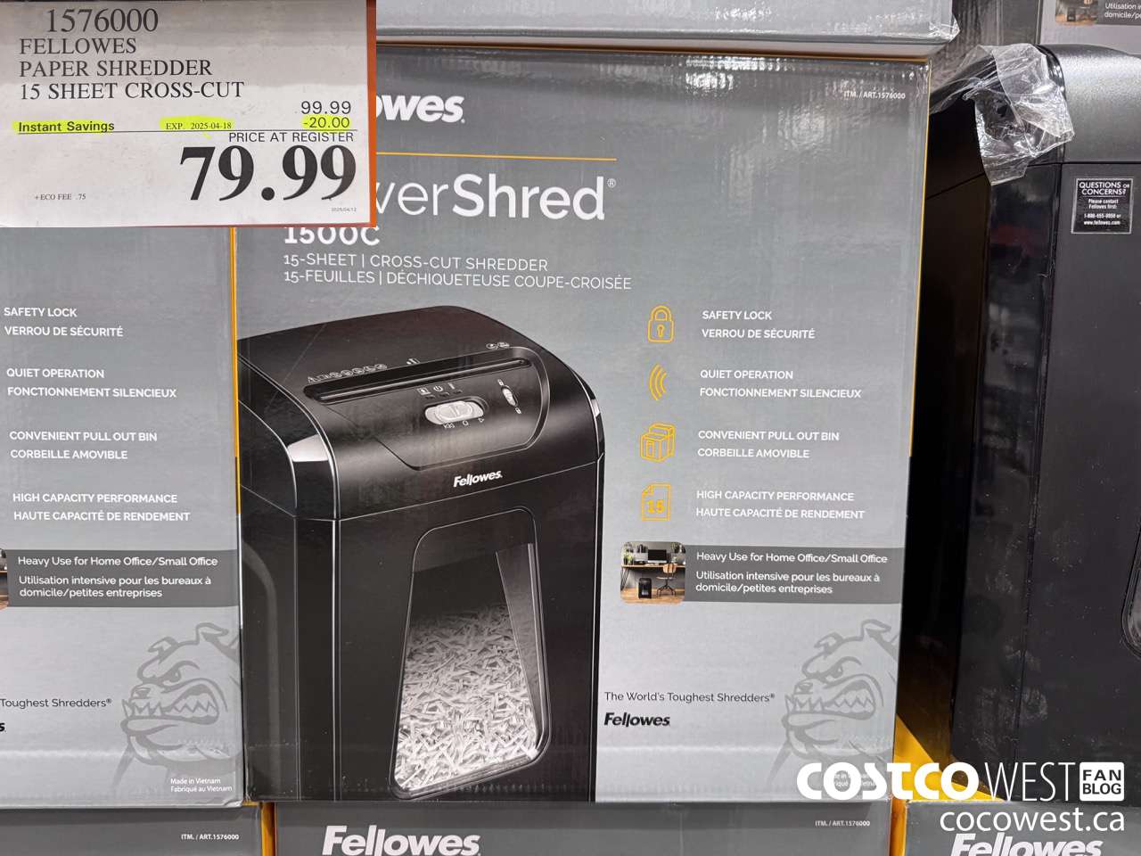 1576000 FELLOWES PAPER SHREDDER 15 SHEET CROSS-CUT ($20.00 INSTANT SAVINGS EXPIRES ON 2025-04-18) $79.99