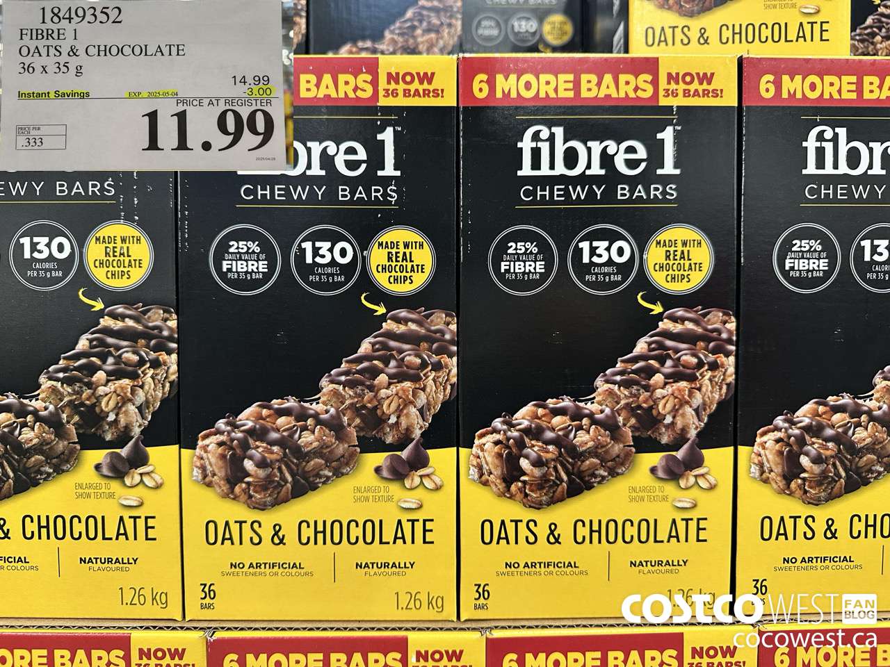 1849352 FIBRE 1 OATS & CHOCOLATE 36 X 35G ($3.50 INSTANT SAVINGS EXPIRES ON 2025-05-04) $11.99