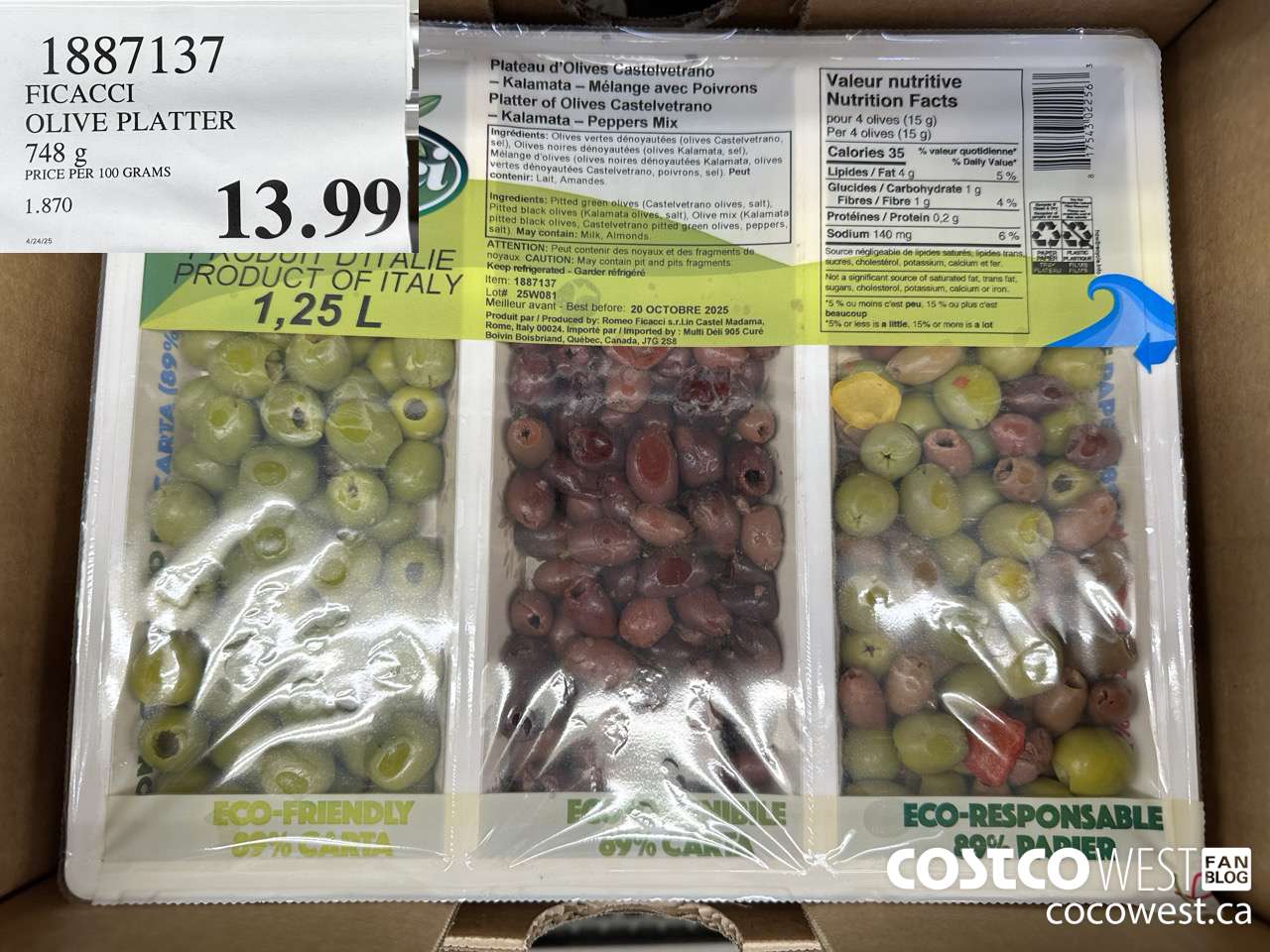 1887137 FICACCI OLIVE PLATTER 748G $13.99