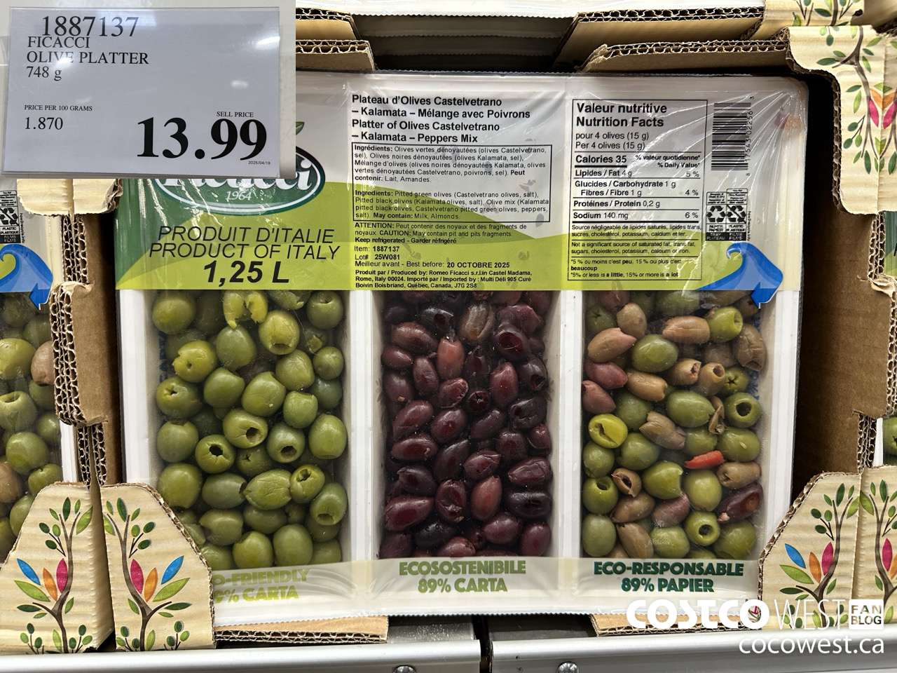 1887137 FICACCI OLIVE PLATTER 748G $13.99