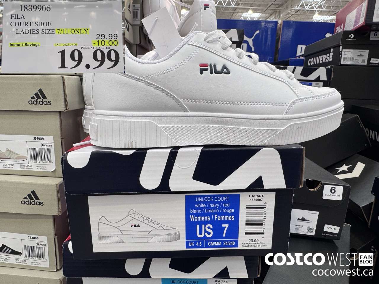 1889906 FILA COURT SHOE LADIES SIZES 7/11 ($10.00 INSTANT SAVINGS EXPIRES ON 2025-04-06) $19.99