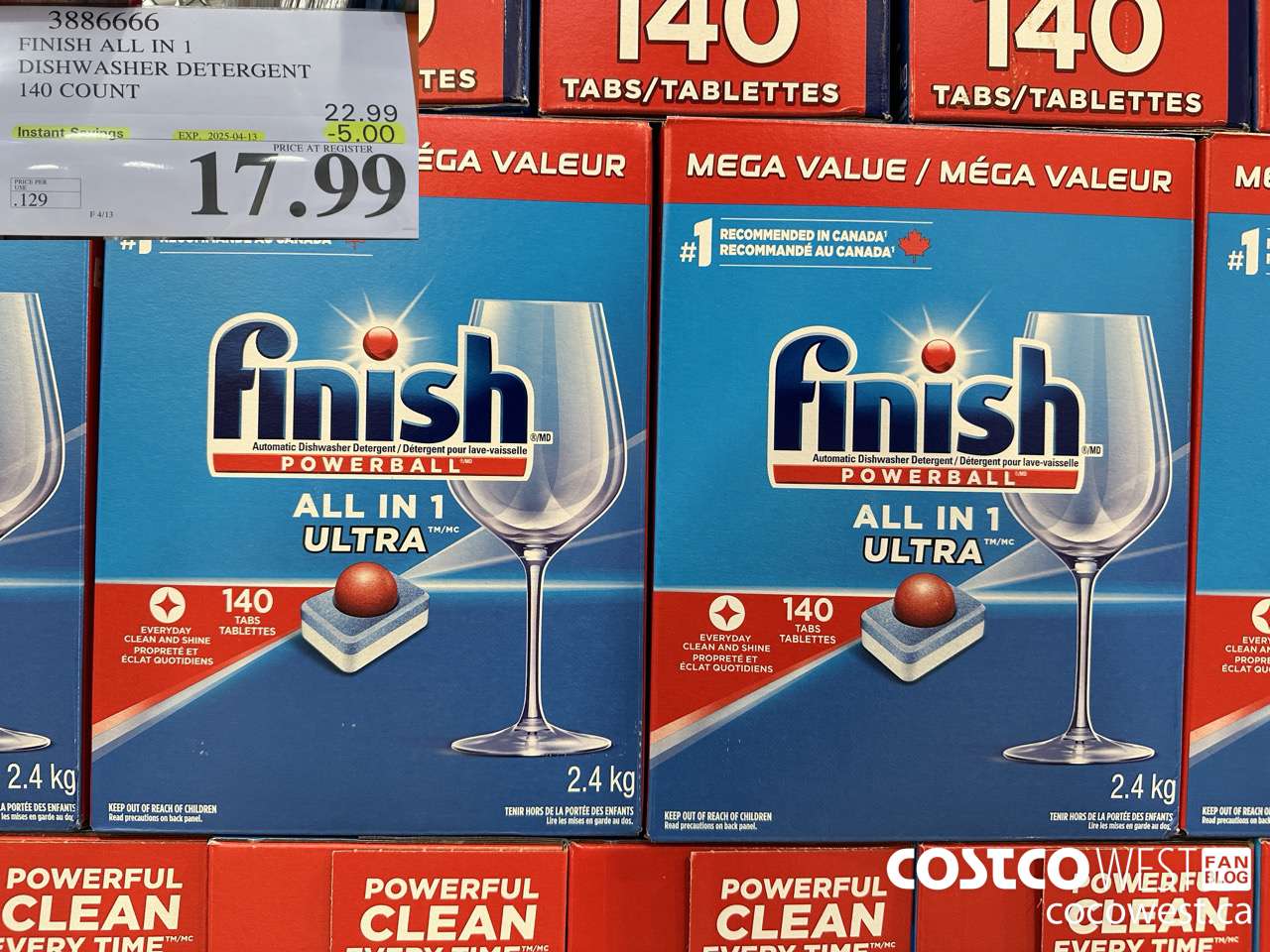 3886666 FINISH ALL IN 1 DISHWASHER DETERGENT 140 COUNT ($5.00 INSTANT SAVINGS EXPIRES ON 2025-04-13) $17.99
