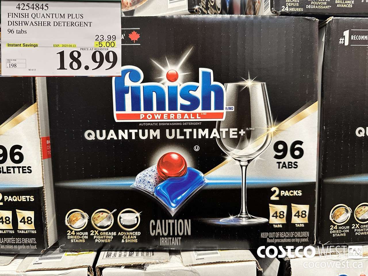 4254845 FINISH QUANTUM PLUS DISHWASHER DETERGENT 96 TABS ($5.00 INSTANT SAVINGS EXPIRES ON 2025-04-13) $18.99
