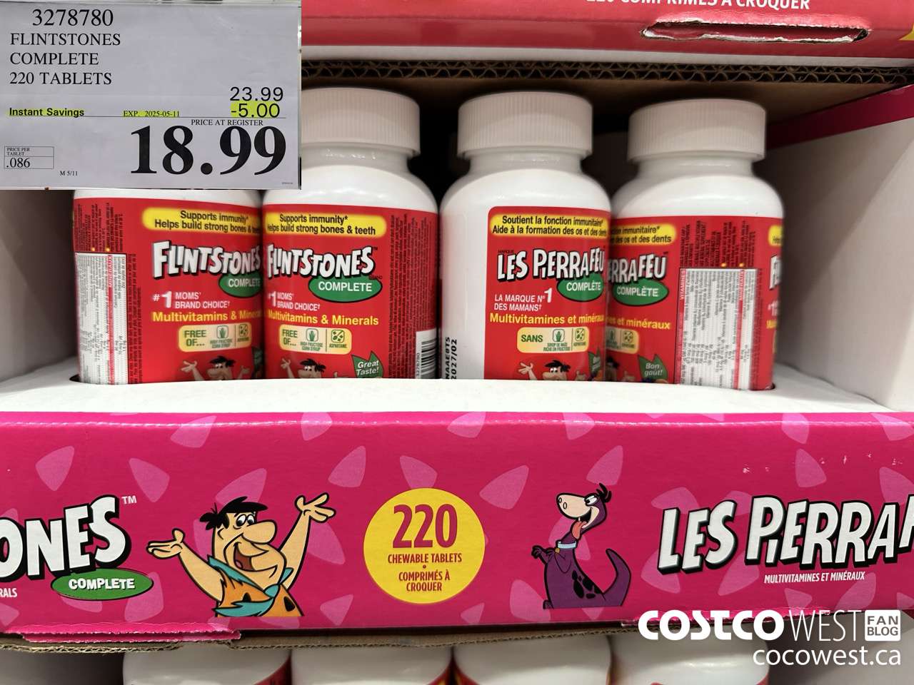 3278780 FLINTSTONES COMPLETE CHILDREN'S VITAMINS 220 TABLETS ($5.00 INSTANT SAVINGS EXPIRES ON 2025-05-11) $18.99