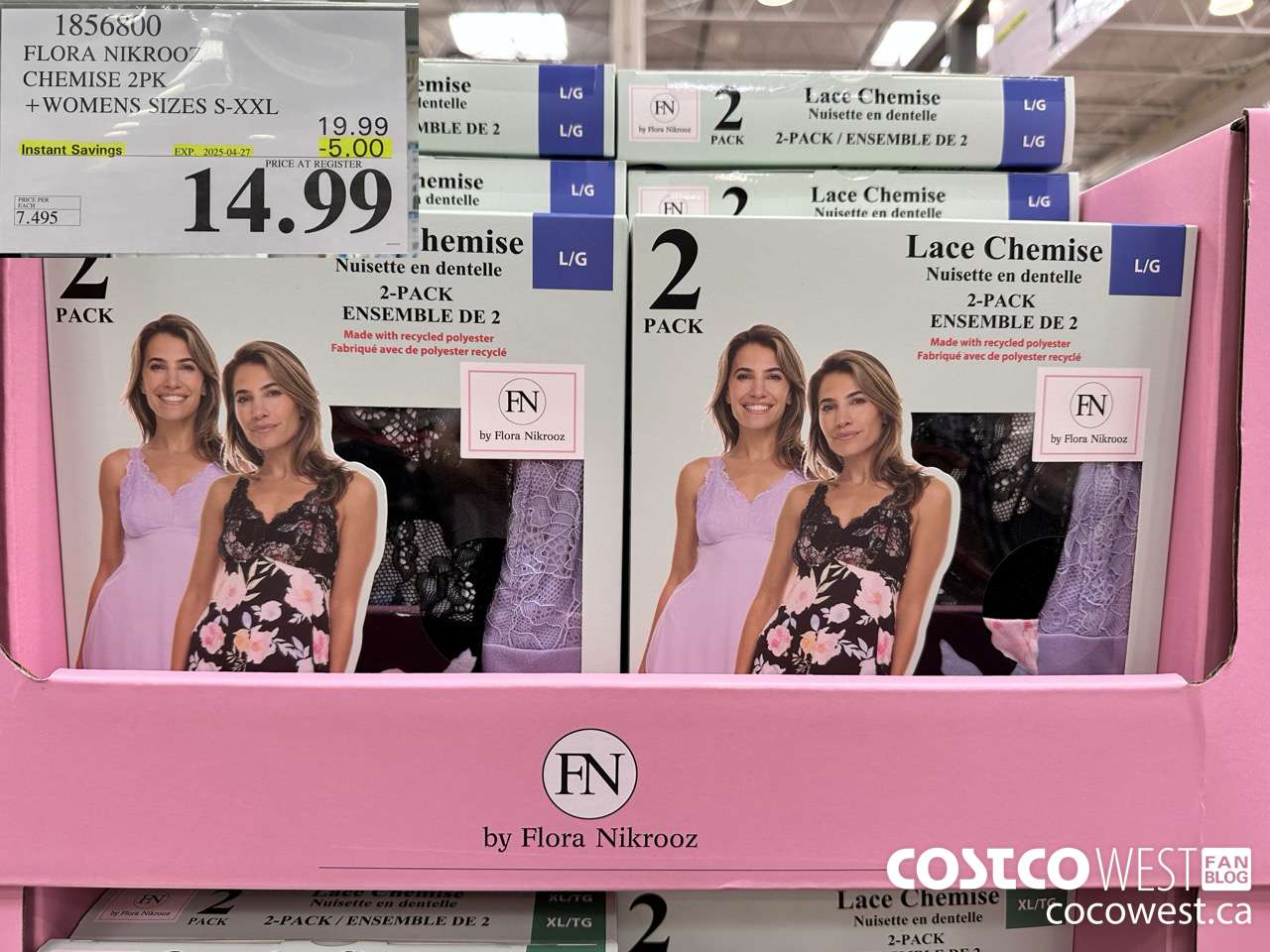 1856800 FLORA NIKROOZ CHEMISE 2PK WOMENS SIZES S-XXL ($5.00 INSTANT SAVINGS EXPIRES ON 2025-04-27) $14.99