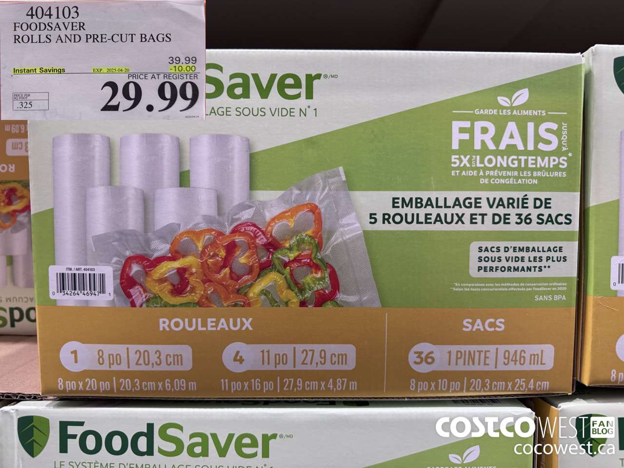 404103 FOODSAVER ROLLS AND PRE-CUT BAGS ($10.00 INSTANT SAVINGS EXPIRES ON 2025-04-20) $29.99