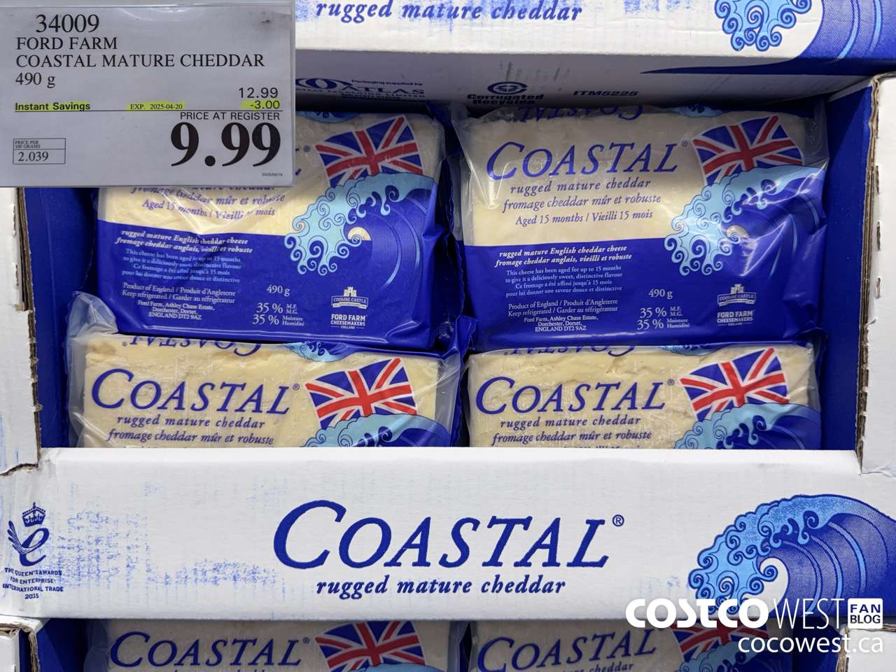 34009 FORD FARM COASTAL MATURE CHEDDAR 490G ($3.00 INSTANT SAVINGS EXPIRES ON 2025-04-20) $9.99