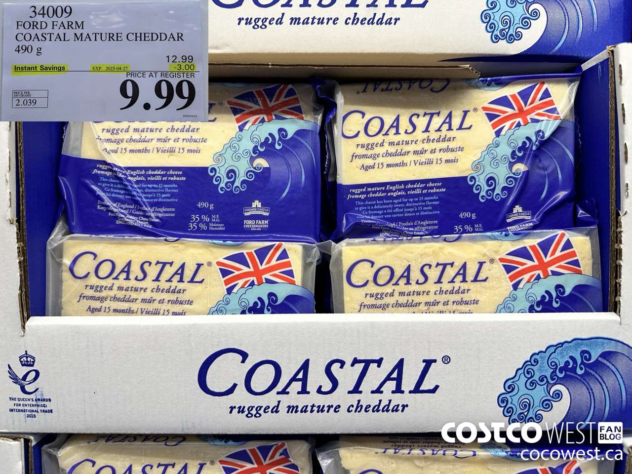 34009 FORD FARM COASTAL MATURE CHEDDAR 490G ($3.00 INSTANT SAVINGS EXPIRES ON 2025-04-27) $9.99