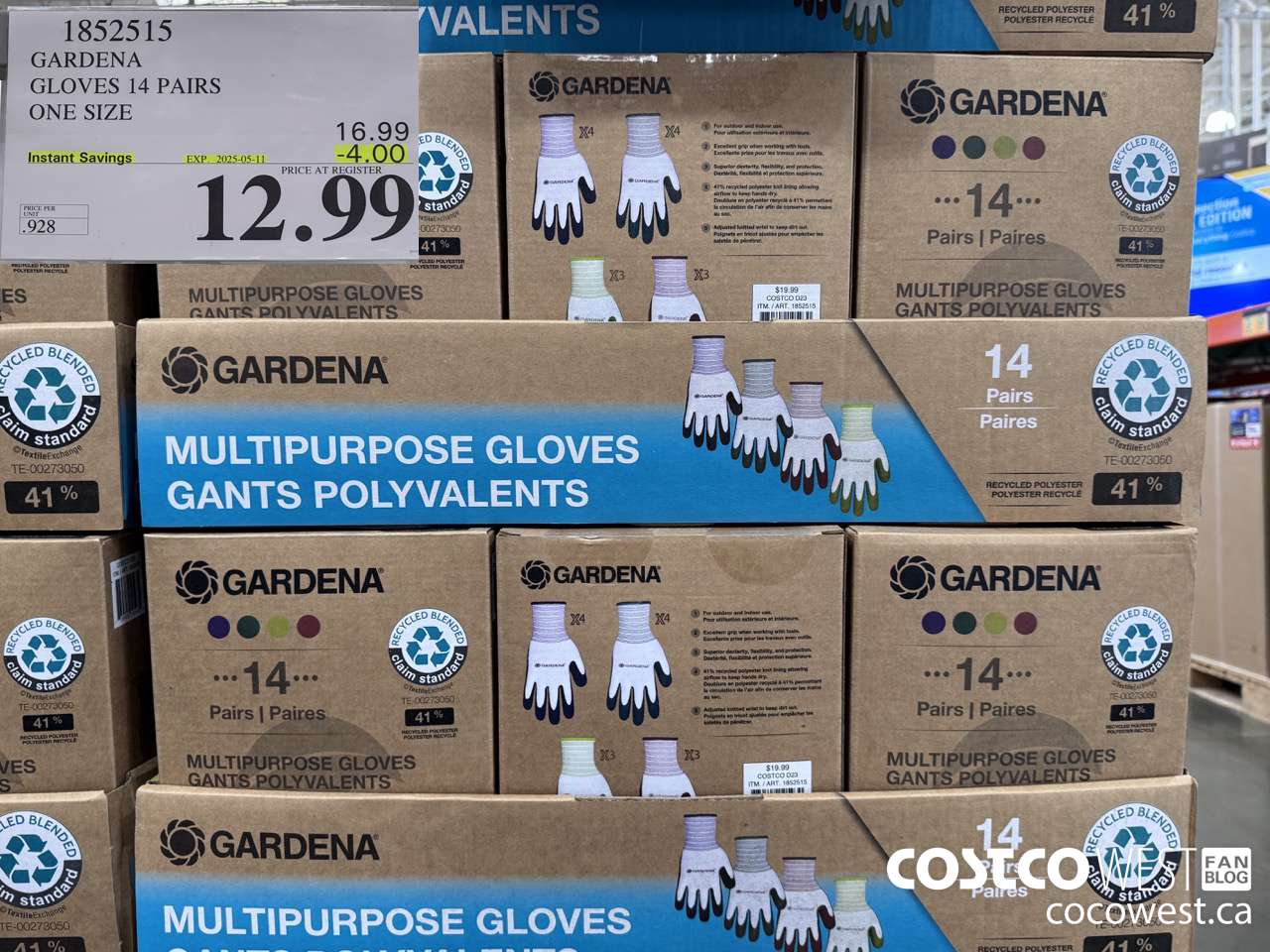1852515 GARDENA GLOVES 14 PAIR ONE SIZE ($4.00 INSTANT SAVINGS EXPIRES ON 2025-05-11) $12.99