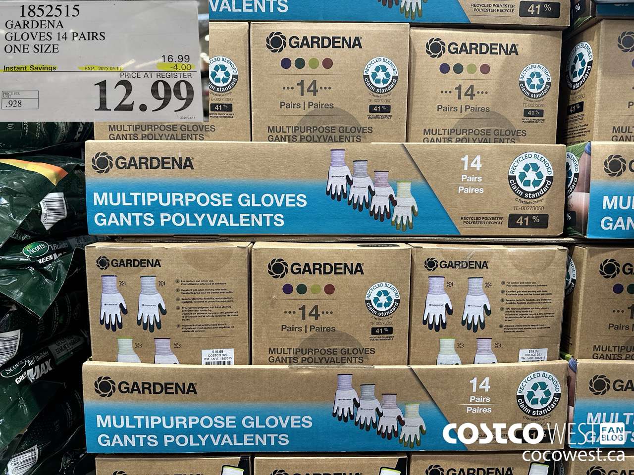 1852515 GARDENA GLOVES 14 PAIR ONE SIZE ($4.00 INSTANT SAVINGS EXPIRES ON 2025-05-11) $12.99