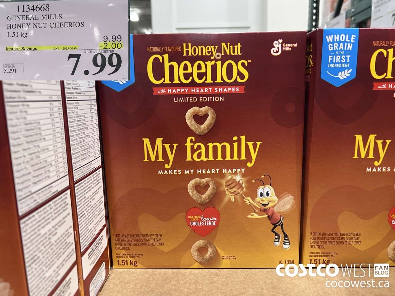 1134668 GENERAL MILLS HONEY NUT CHEERIOS 1.51 kg ($2.00 INSTANT SAVINGS EXPIRES ON 2025-05-04) $7.99