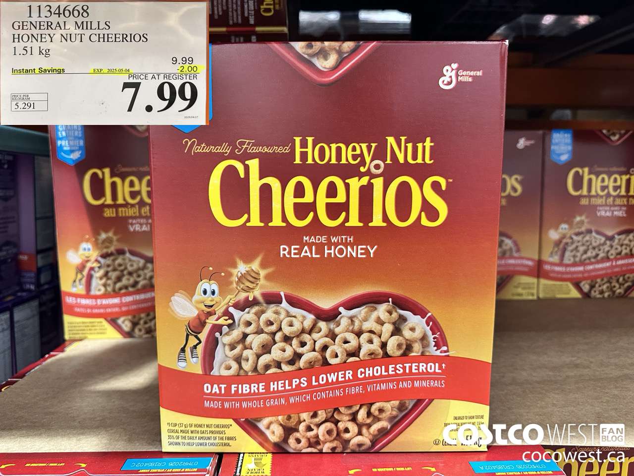 1134668 GENERAL MILLS HONEY NUT CHEERIOS 1.51 kg ($2.00 INSTANT SAVINGS EXPIRES ON 2025-05-04) $7.99