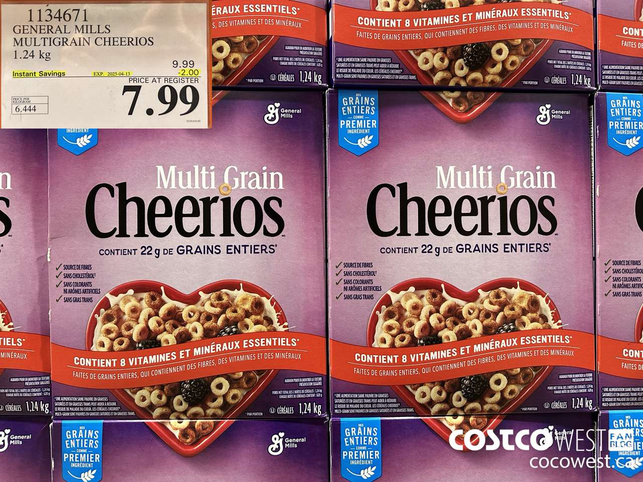 1134671 GENERAL MILLS MULTIGRAIN CHEERIOS 1.24 kg ($2.00 INSTANT SAVINGS EXPIRES ON 2025-04-13) $7.99