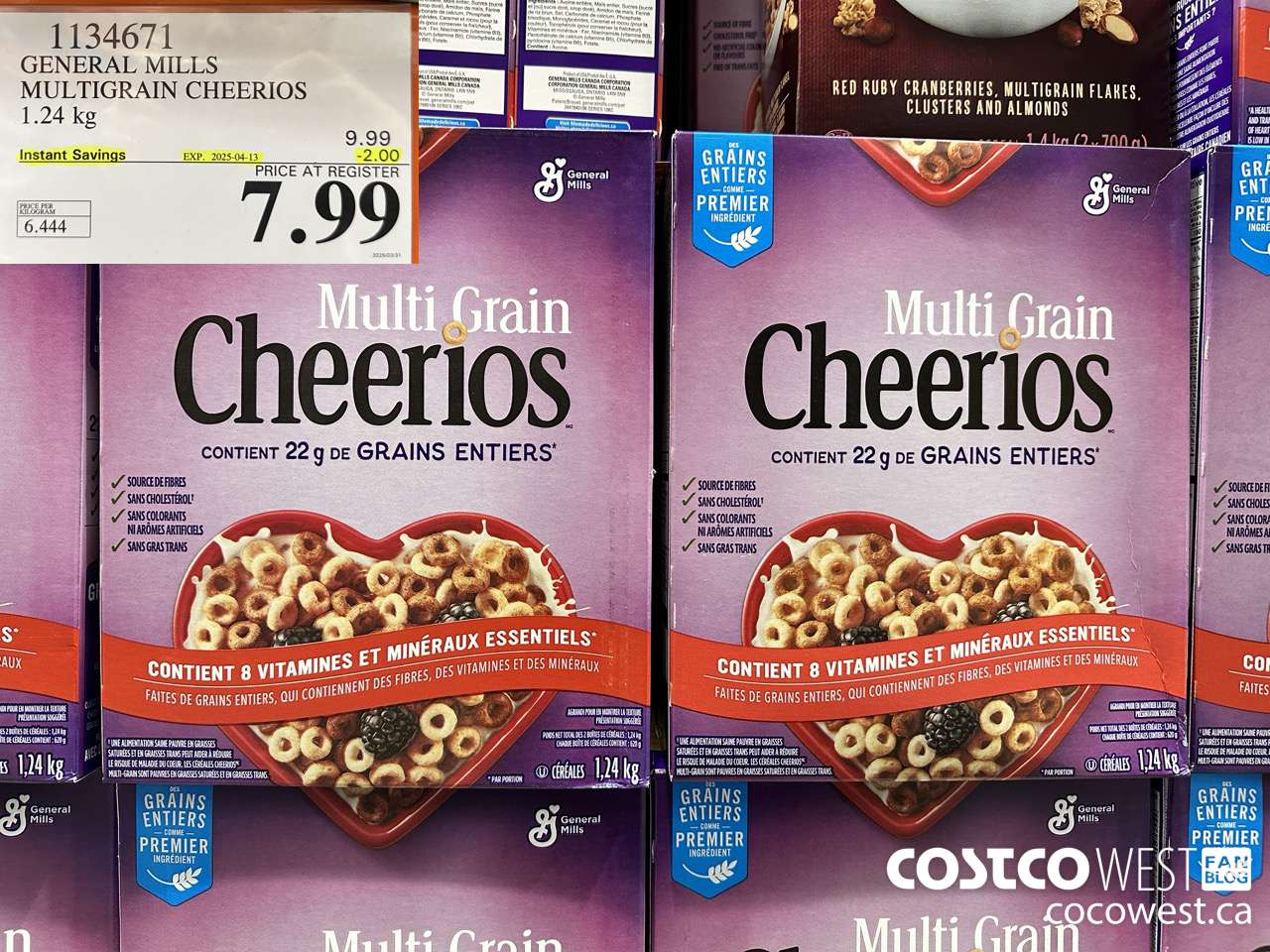 1134671 GENERAL MILLS MULTIGRAIN CHEERIOS 1.24 kg ($2.00 INSTANT SAVINGS EXPIRES ON 2025-04-13) $7.99
