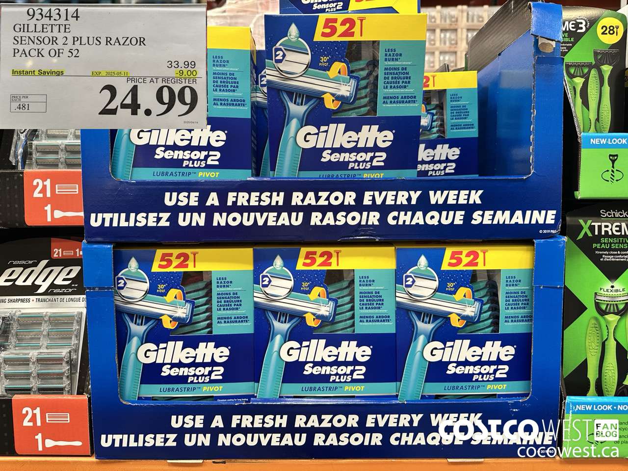 934314 GILLETTE SENSOR 2 PLUS RAZOR PACK OF 52 ($9.00 INSTANT SAVINGS EXPIRES ON 2025-05-11) $24.99
