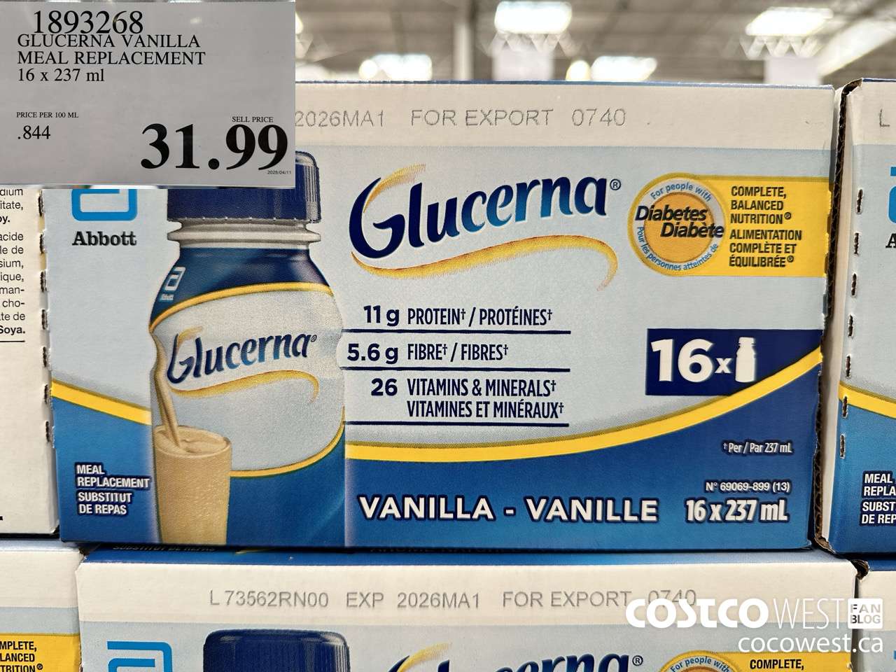 1893268 GLUCERNA VANILLA MEAL REPLACEMENT 16 X 237ML $31.99