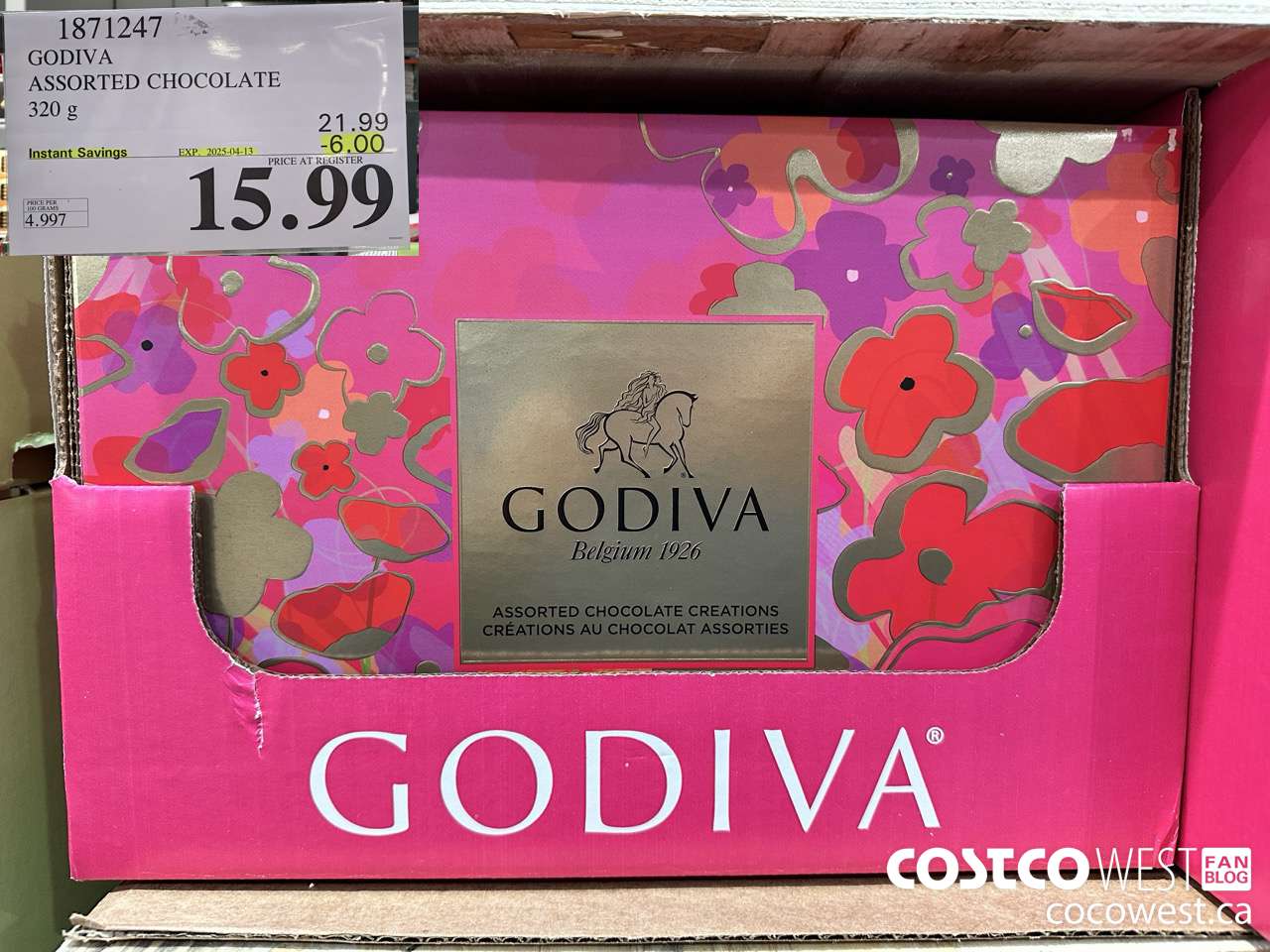1871247 GODIVA ASSORTED CHOCOLATE 320G ($6.00 INSTANT SAVINGS EXPIRES ON 2025-04-13) $15.99