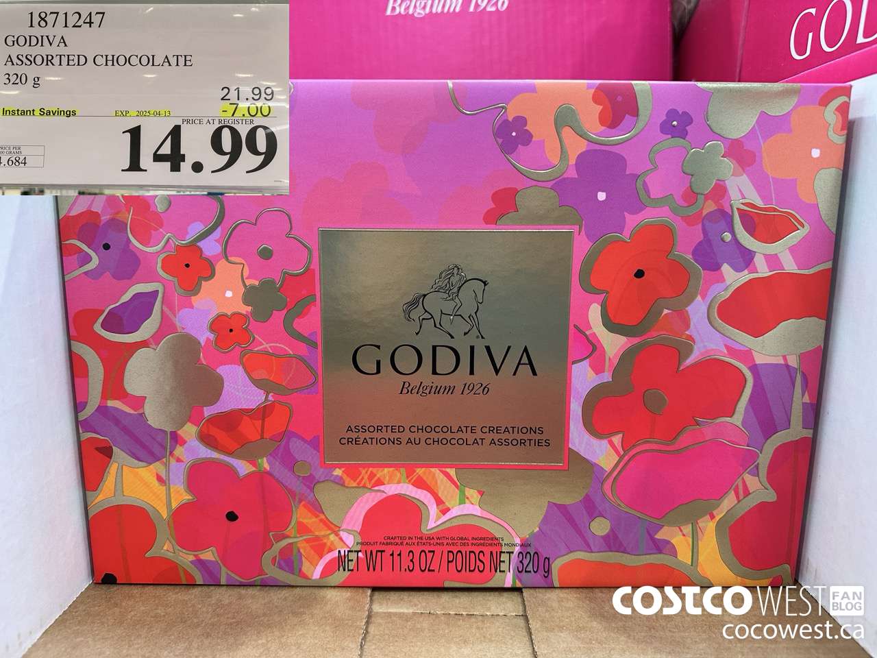 1871247 GODIVA ASSORTED CHOCOLATE 320G ($7.00 INSTANT SAVINGS EXPIRES ON 2025-04-13) $14.99