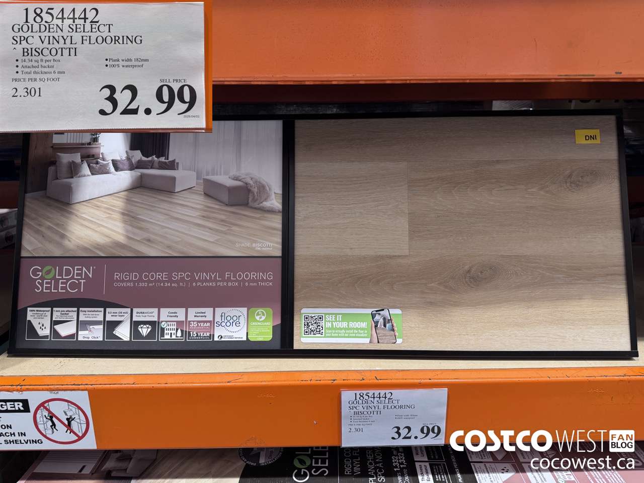 1854442 GOLDEN SELECT SPC VINYL FLOORING BISCOTTI $32.99