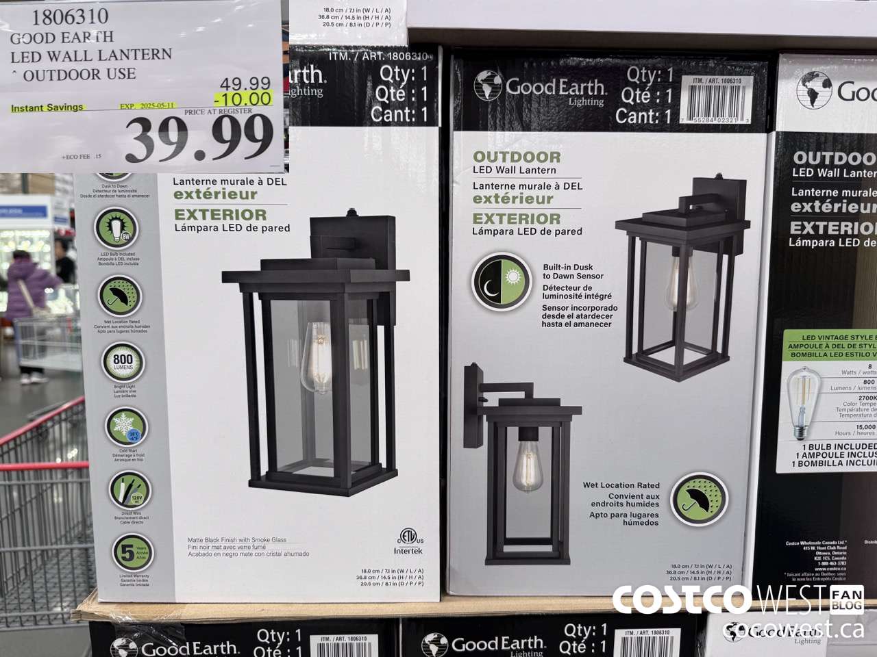 1806310 GOOD EARTH LED WALL LANTERN OUTDOOR USE ($10.00 INSTANT SAVINGS EXPIRES ON 2025-05-11) $39.99