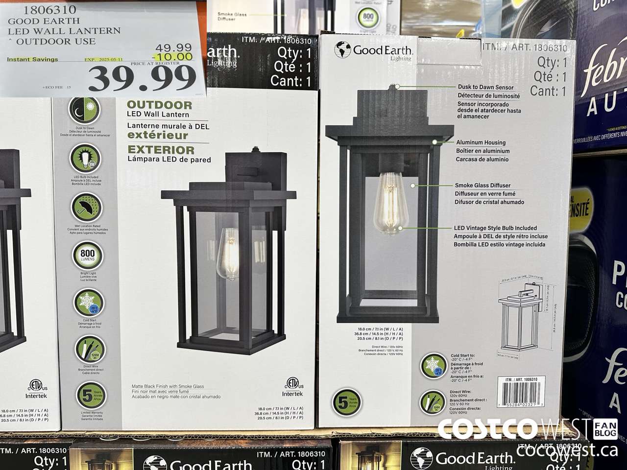 1806310 GOOD EARTH LED WALL LANTERN OUTDOOR USE ($10.00 INSTANT SAVINGS EXPIRES ON 2025-05-11) $39.99