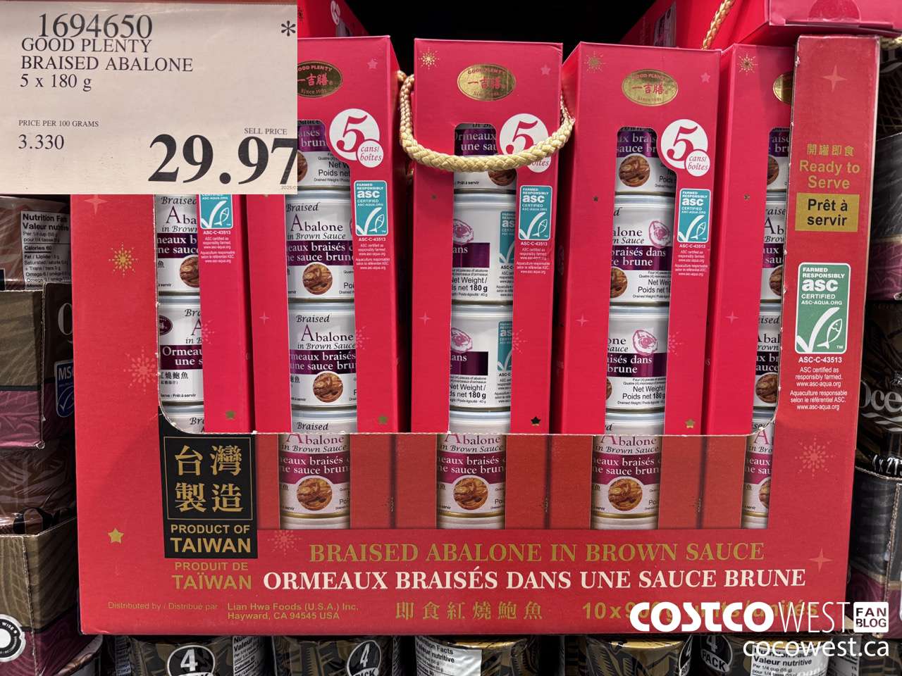 1694650 GOOD PLENTY BRAISED ABALONE 5 X 180G $29.97