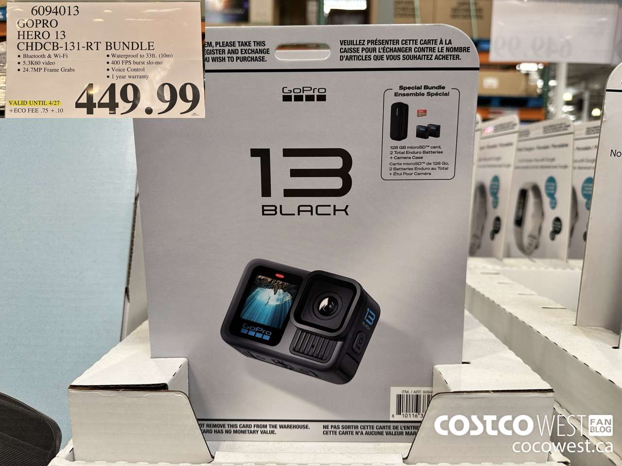 6094013 GOPRO HERO 13 CHDCB-131-RT BUNDLE (EXPIRES ON 2025-04-27) $449.99