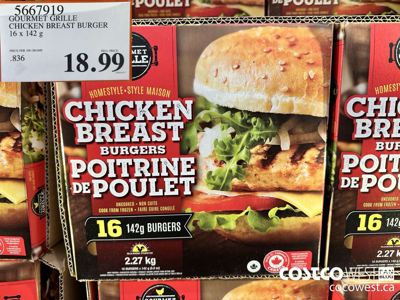 5667919 GOURMET GRILLE CHICKEN BREAST BURGER 16 X 142 G $18.99