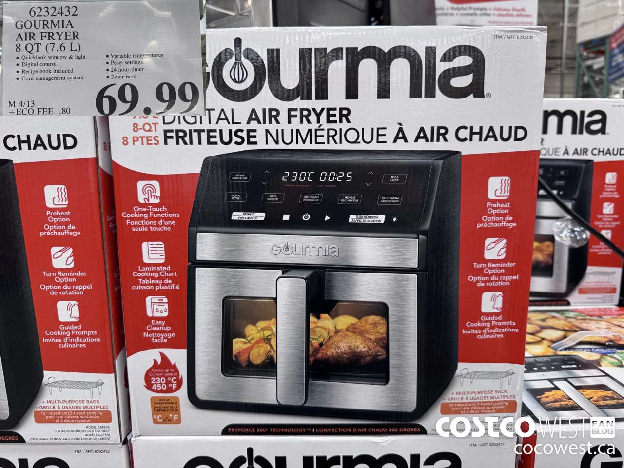 6232432 GOURMIA AIR FRYER 8 QT / 7,6 L $69.99
