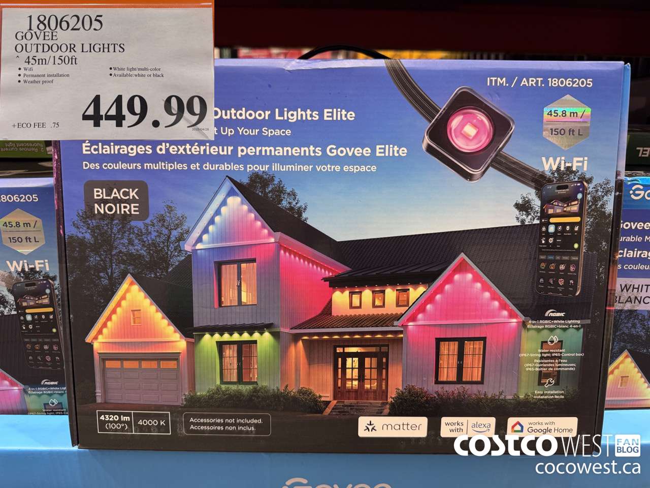 1806205 GOVEE OUTDOOR LIGHTS 45M/150FT $449.99