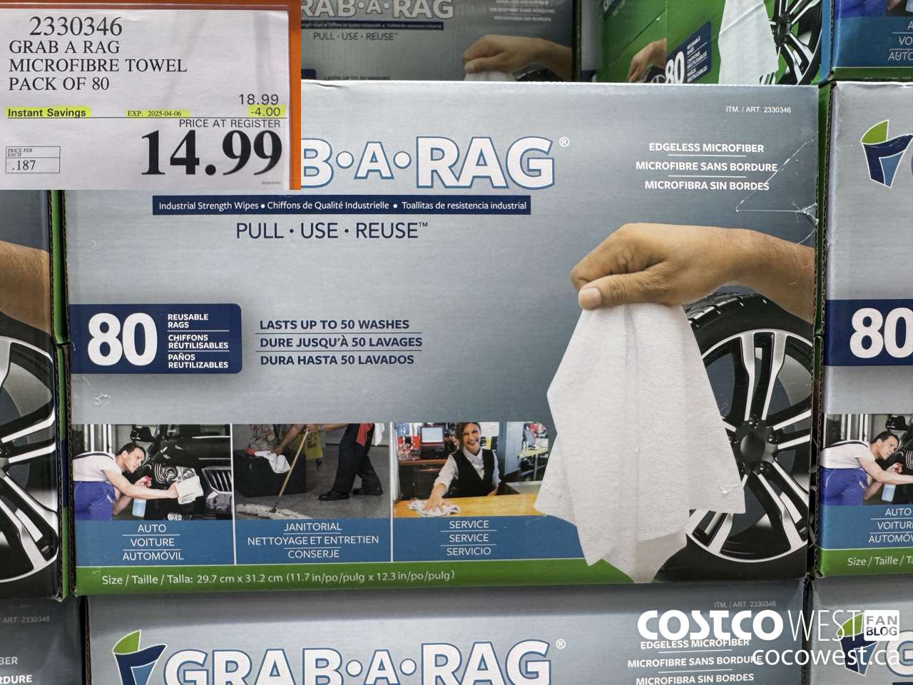 2330346 GRAB A RAG MICROFIBRE TOWEL PACK OF 80 ($4.00 INSTANT SAVINGS EXPIRES ON 2025-04-06) $14.99