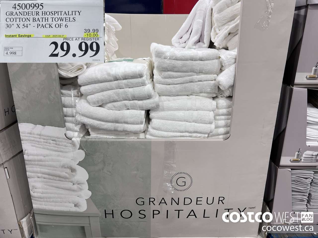 4500995 GRANDEUR HOSPITALITY COTTON BATH TOWELS 30