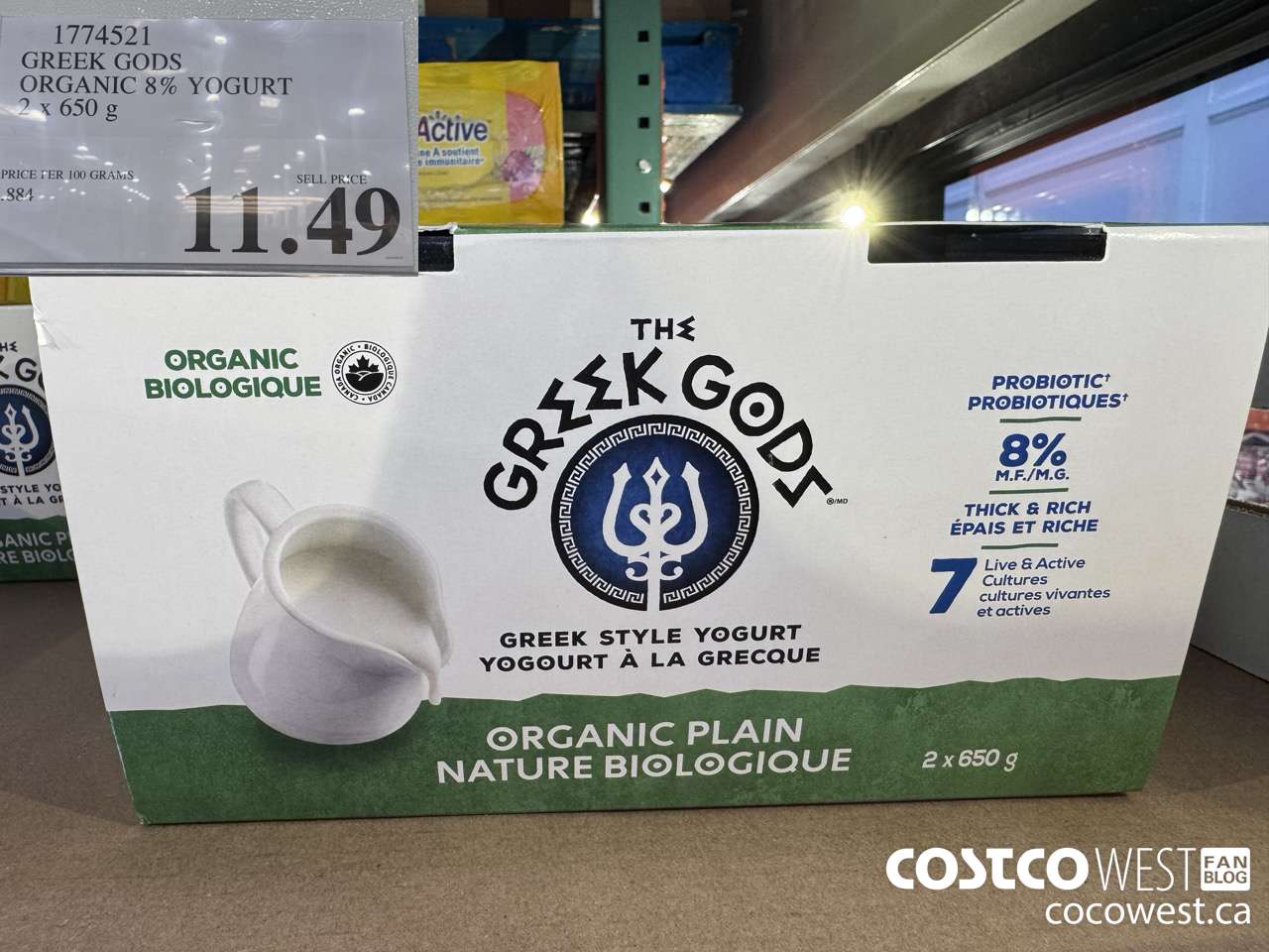 1774521 GREEK GODS ORGANIC GREEK YOGURT 2 X 650G $11.49