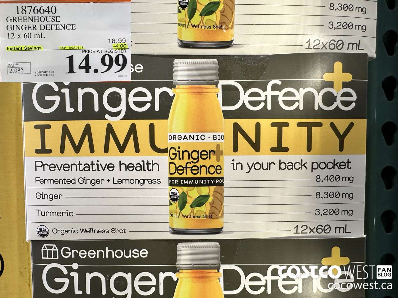 1876640 GREENHOUSE GINGER DEFENCE 12 X 60ML ($4.00 INSTANT SAVINGS EXPIRES ON 2025-04-13) $14.99
