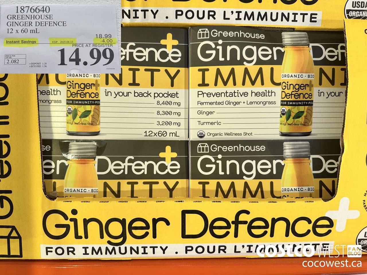 1876640 GREENHOUSE GINGER DEFENCE 12 X 60ML ($4.00 INSTANT SAVINGS EXPIRES ON 2025-04-13) $14.99