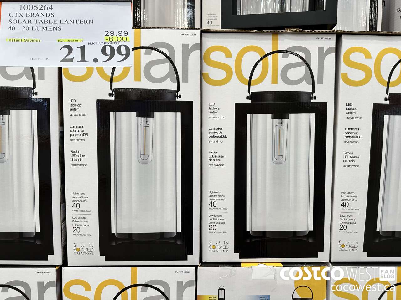 1005264 GTX BRANDS SOLAR TABLE LANTERN 40-20 LUMENS ($8.00 INSTANT SAVINGS EXPIRES ON 2025-05-04) $21.99