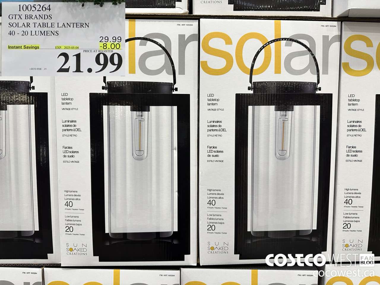 1005264 GTX BRANDS SOLAR TABLE LANTERN 40-20 LUMENS ($8.00 INSTANT SAVINGS EXPIRES ON 2025-05-04) $21.99