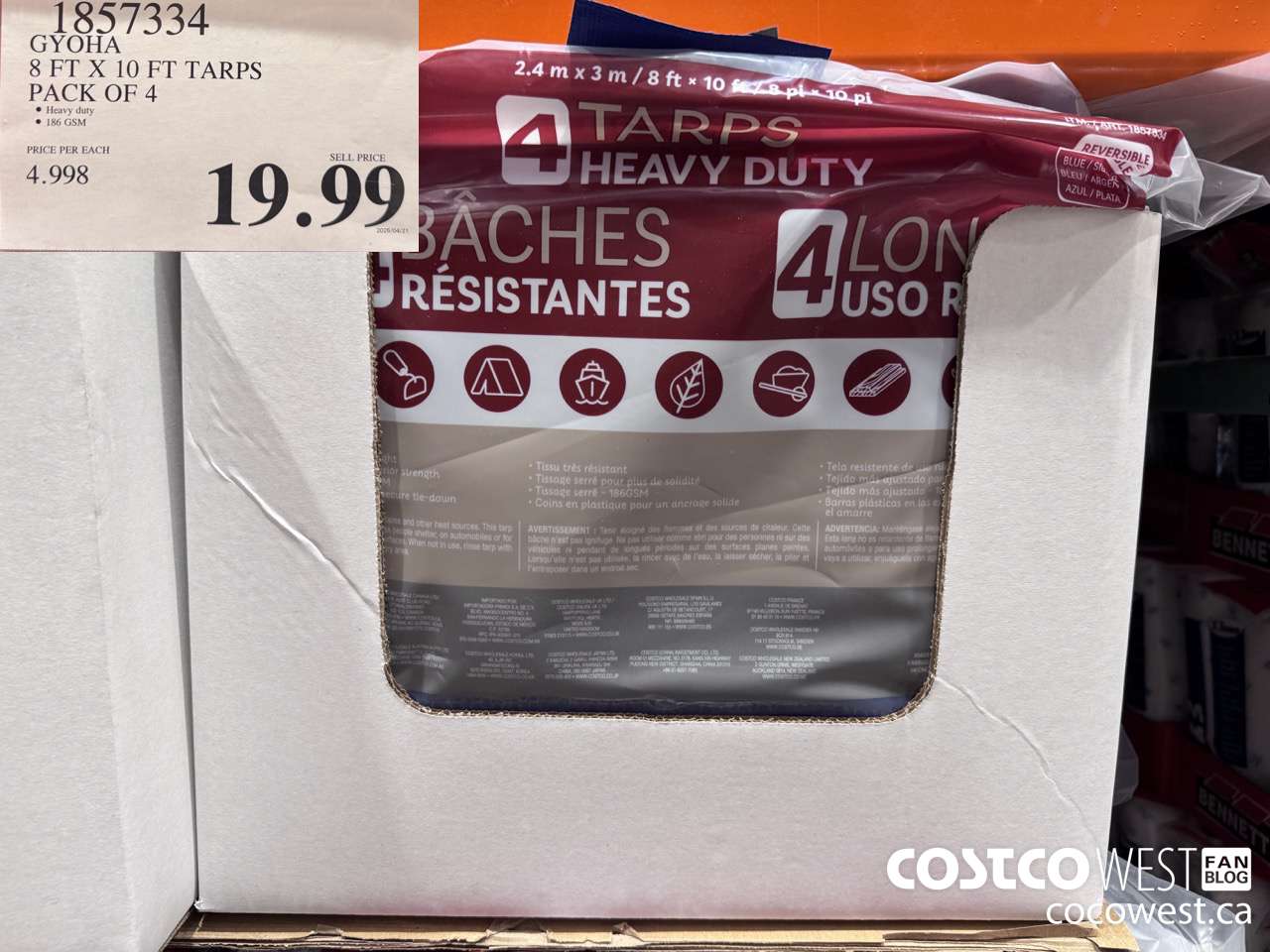 1857334 GYOHA 8FT X 10FT TARPS PACK OF 4 $19.99